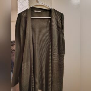 Olive Green Ribbed Cardigan